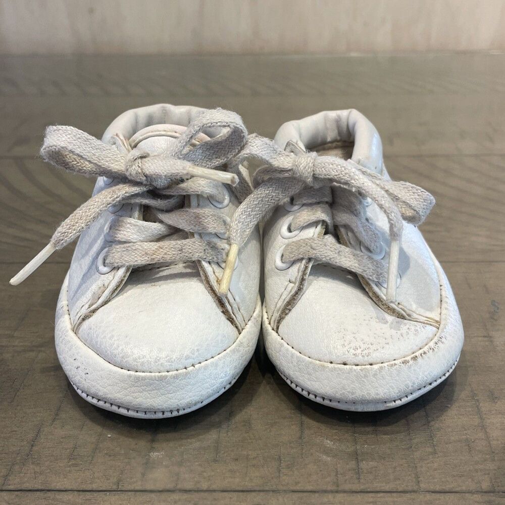 Vintage Gerber Baby Toddler walking shoes sz 0 white unique leather USA